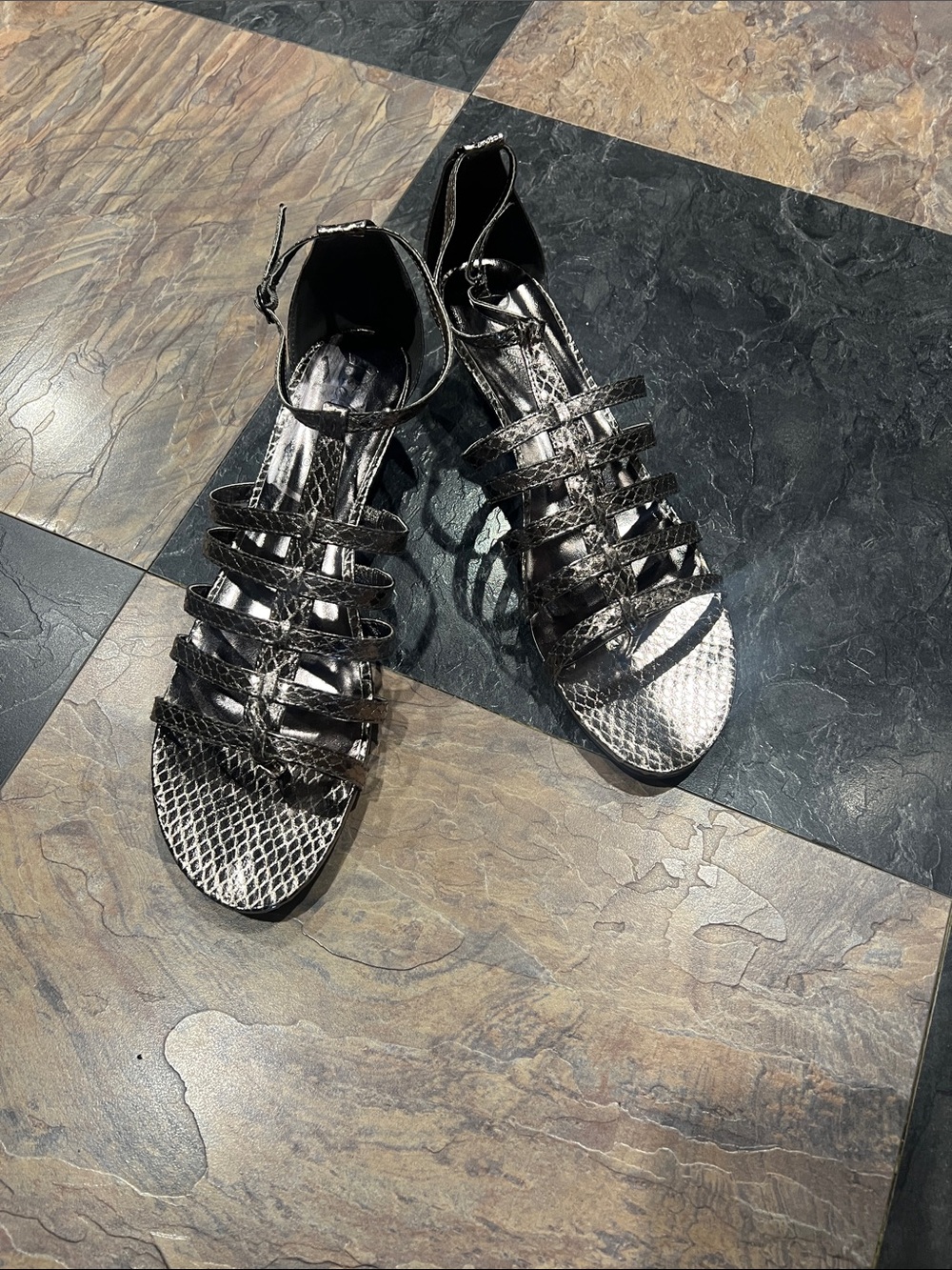 Bellini Pewter Strappy Gladiator Sandals Size 12